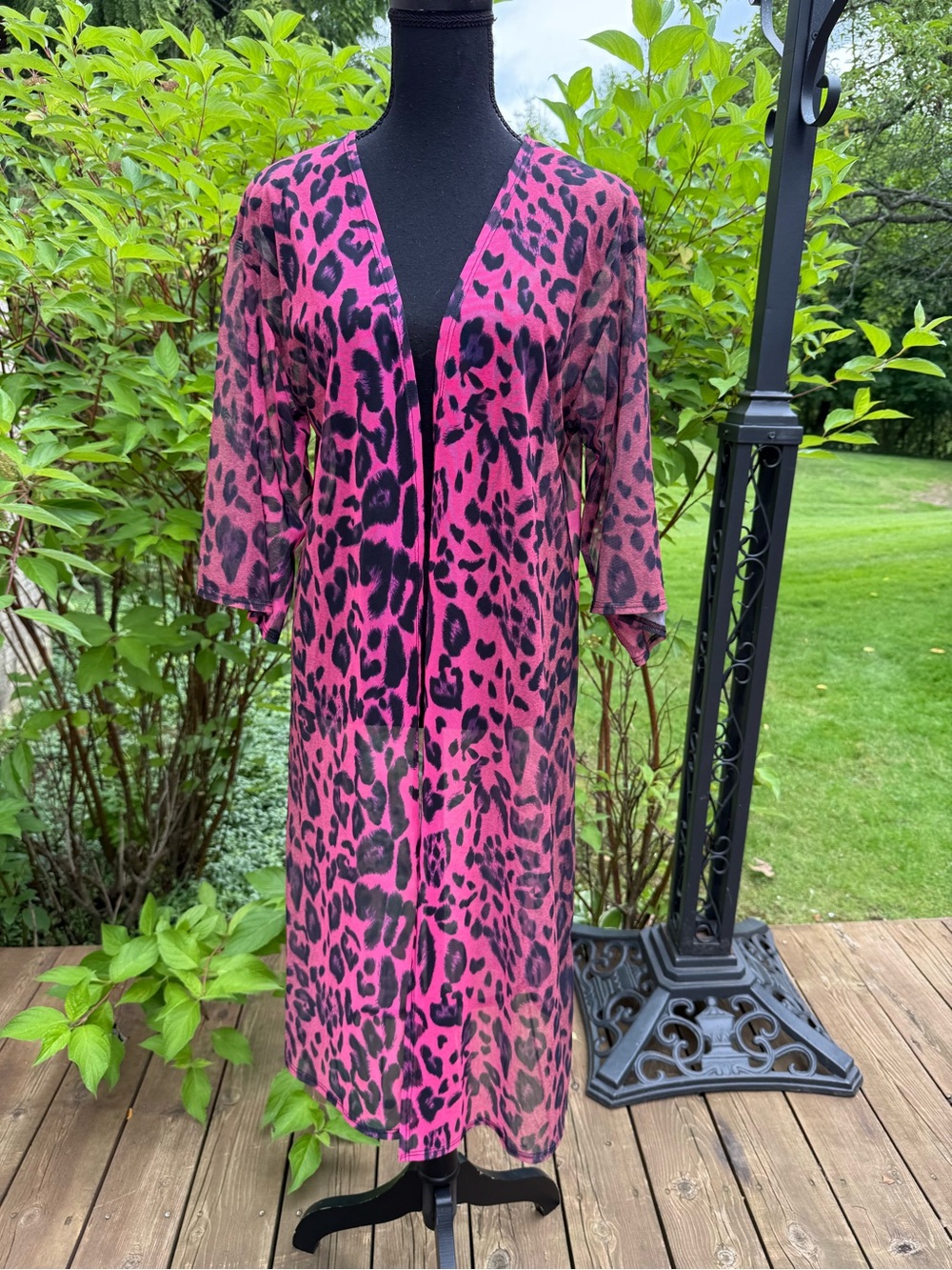 Hot Pink & Black Leopard Sheer Duster size S fashion queen brand +free gift.